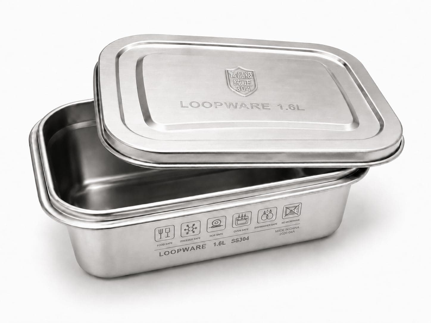 Loopware 1.6L stainless steel container and lid